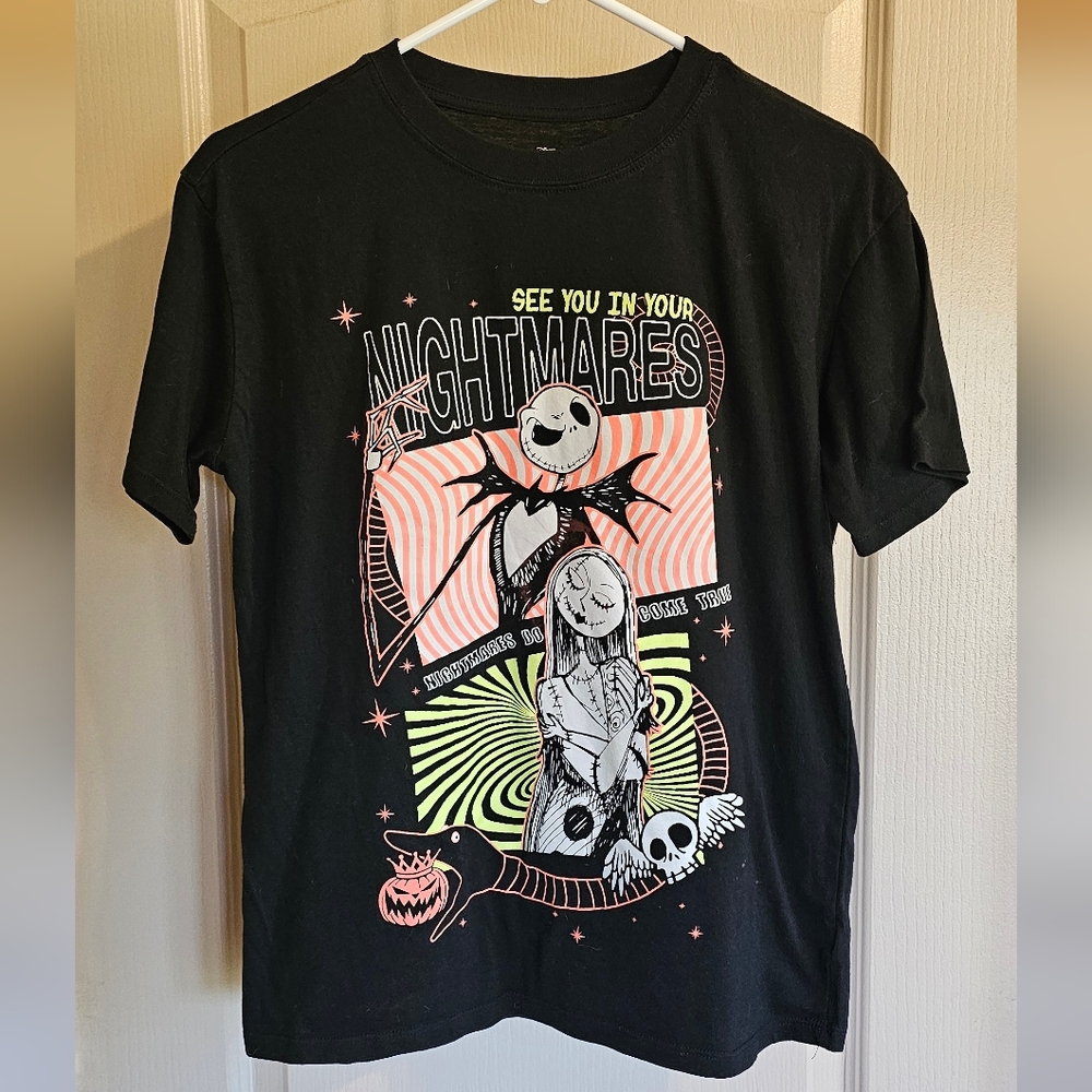 Tim Burtons The Nightmare Before Christmas Medium Black Short Sleeve Shirt